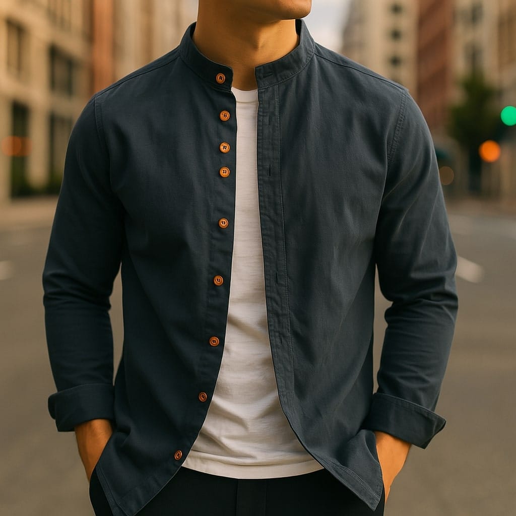 Hiro linned-bomuldsskjorte