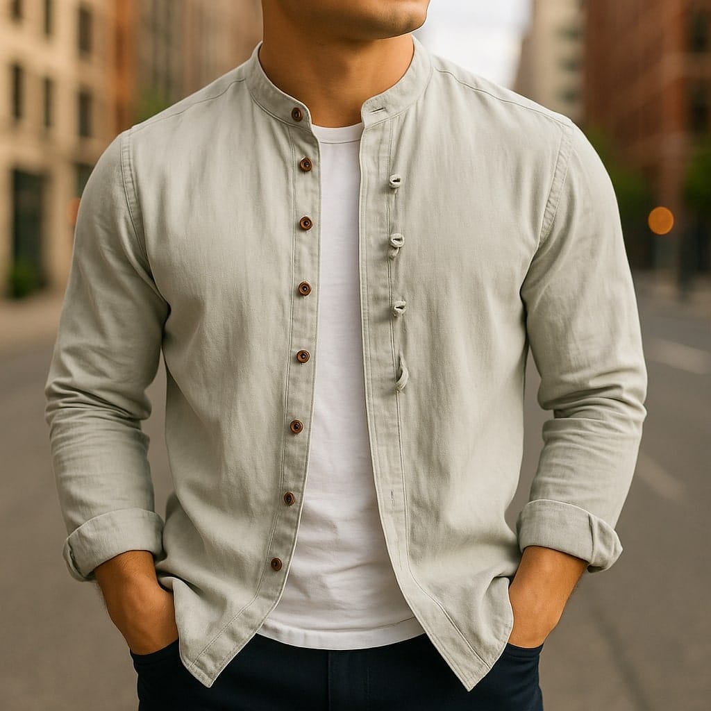 Hiro linned-bomuldsskjorte