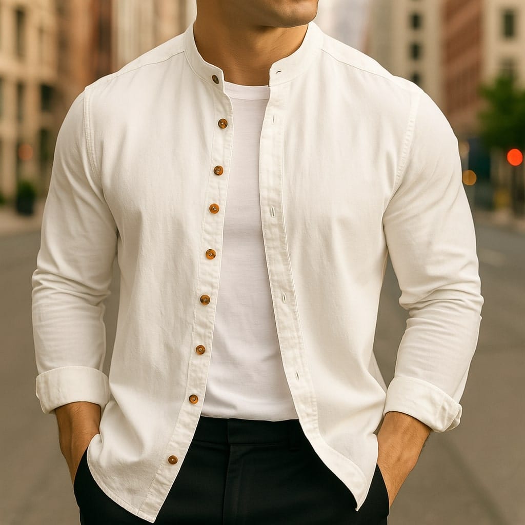 Hiro linned-bomuldsskjorte